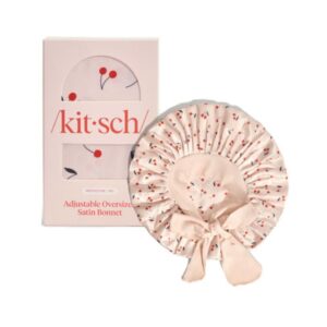 Kitsch Adjustable Oversized Satin Bonnet Cherry Print