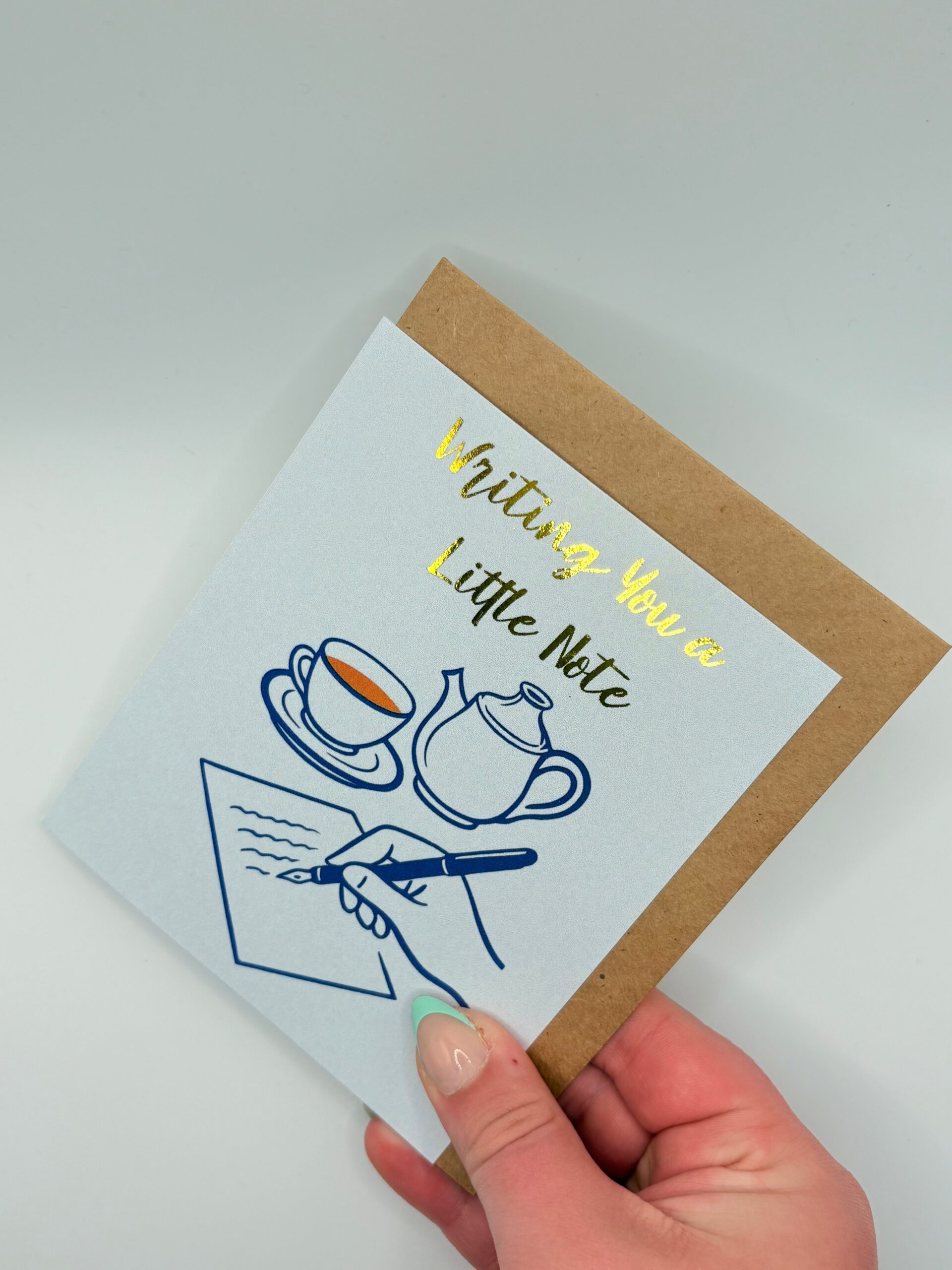 Nestled Notes Writing You a Little Note – Gold Foil Greeting Card