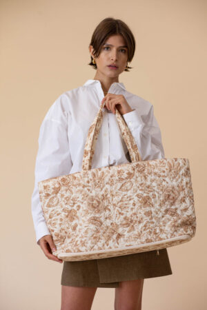 ela Quilted Expandable Tote – Toile Print